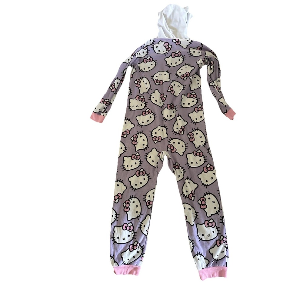Hello Kitty Union Suit Purple Zipper One Piece Sleeper Pajamas large 10/12
